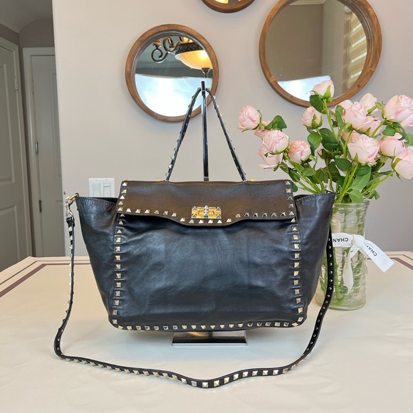 Valentino Handbags - Valentino Black Leather RockStud Shoulder Bag Crossbody